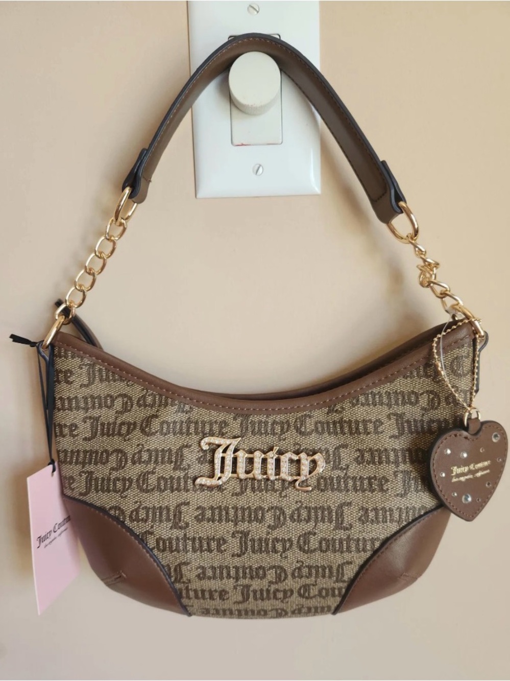 Juicy Couture Brown Logo Shoulder Bag with Gold Accents